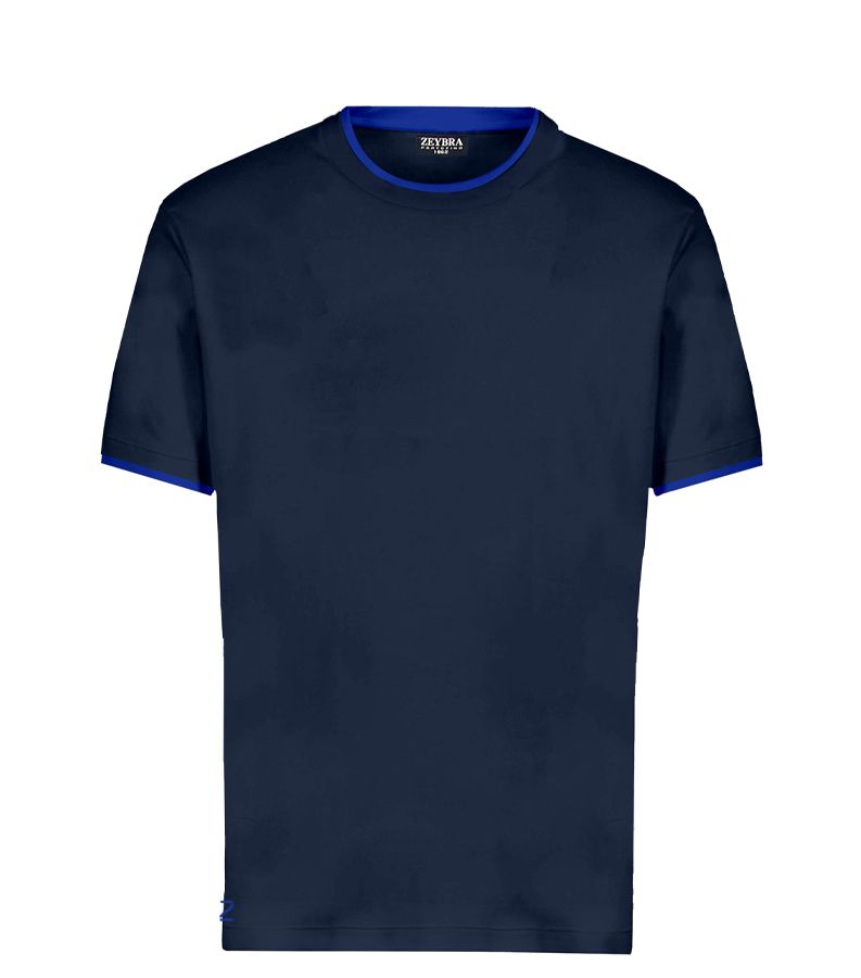 Zeybra T-SHIRT DOPPIO COLLO 100% COTONE NAVY