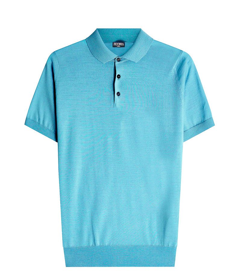 Zeybra POLO UOMO COTONE CREPE CIELO