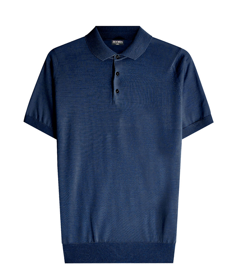 ZEYBRA - POLO UOMO COTONE CREPE BLU