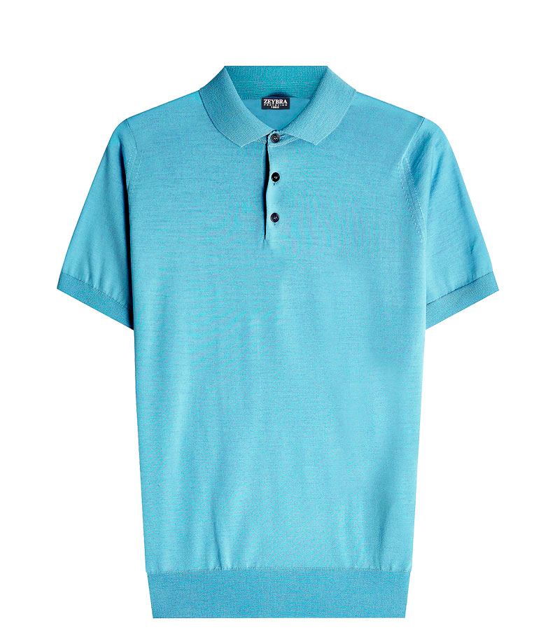 ZEYBRA - POLO UOMO COTONE CREPE CIELO