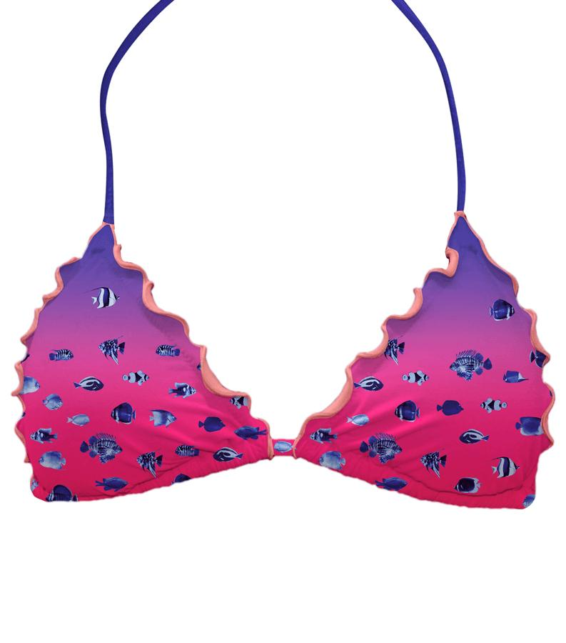 ZEYBRA - SLIDING TRIANGLE BRA GIRL GRADIENT FISH CORAL FLUO