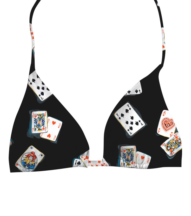 ZEYBRA - SLIDING TRIANGLE BRA WOMAN POKER CARDS BLACK